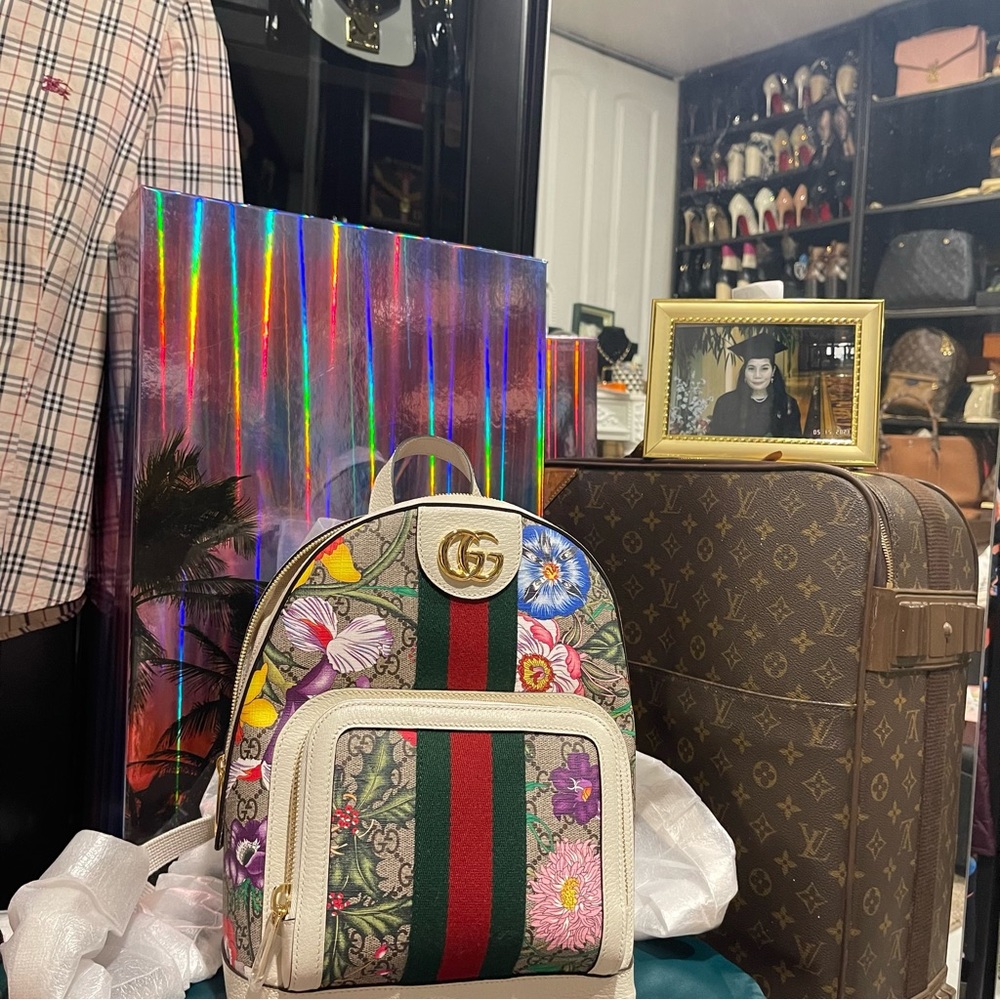 Gucci Small Ophidia Flora Backpack White